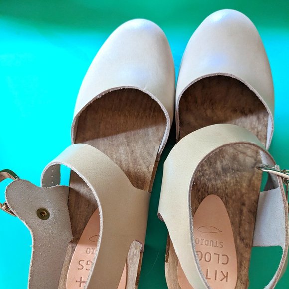 Kit + Clogs Studio aaliyah leather shoes stone mid heel size 40 (EU) - Picture 1 of 8